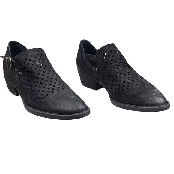 Born Women's Nanna Black Leather Laser Cut Ankle Bootie Size US 8.5 - Picture 5 of 11